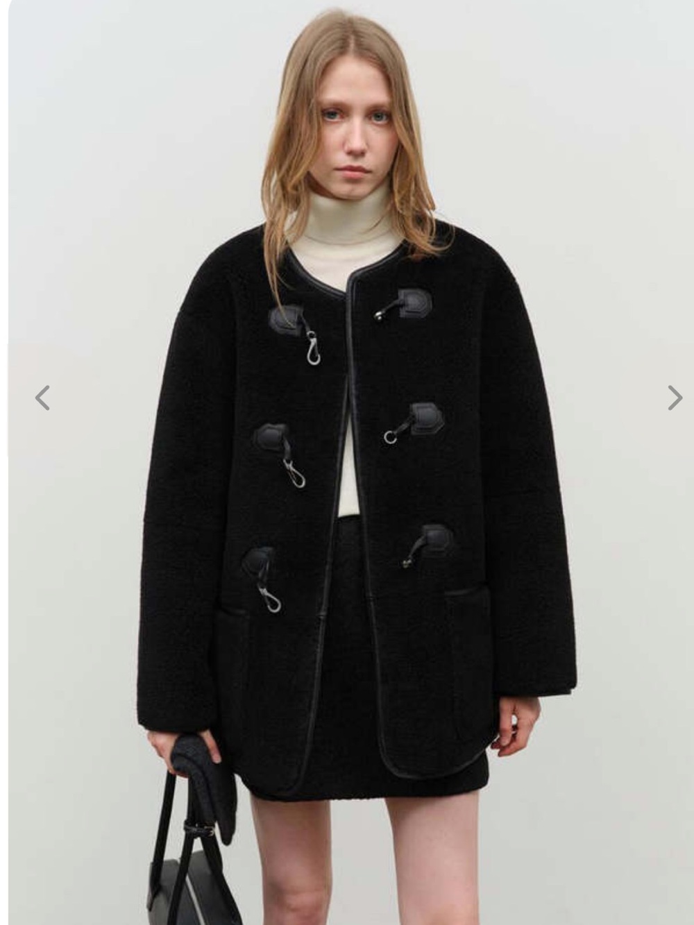 NWT Dunst Vegan/Faux Black Teddy Toggle Jacket - Women's Plush Coat